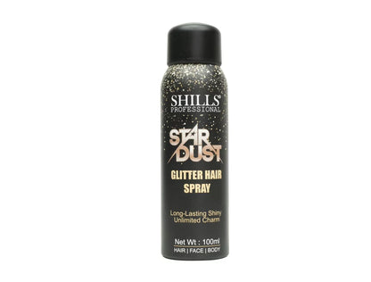 Shills Professional Star Dust Glitter Hair Spray, Long-Lasting Shiny, 100ml, For Hair Face Body (Gold, 100Ml)