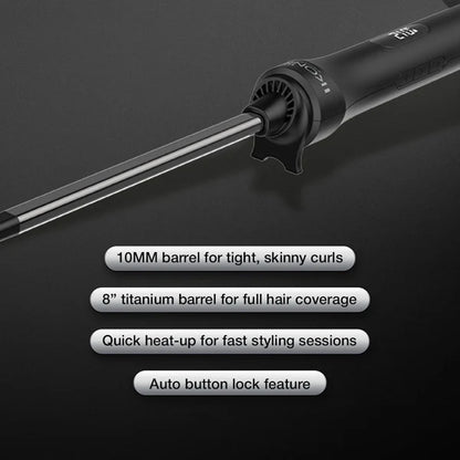 Ikonic Professional – Hot Wand 2.0 Titanium Barrel For Tight Skinny Curls (10MM)