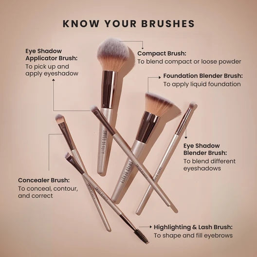 Swiss Beauty Professional Face & Eye Brush Set- 6pcs