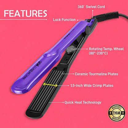 Ikonic Professional – Hair Crimper Crimp & Style 1.5 Inch Wide Texture Plates